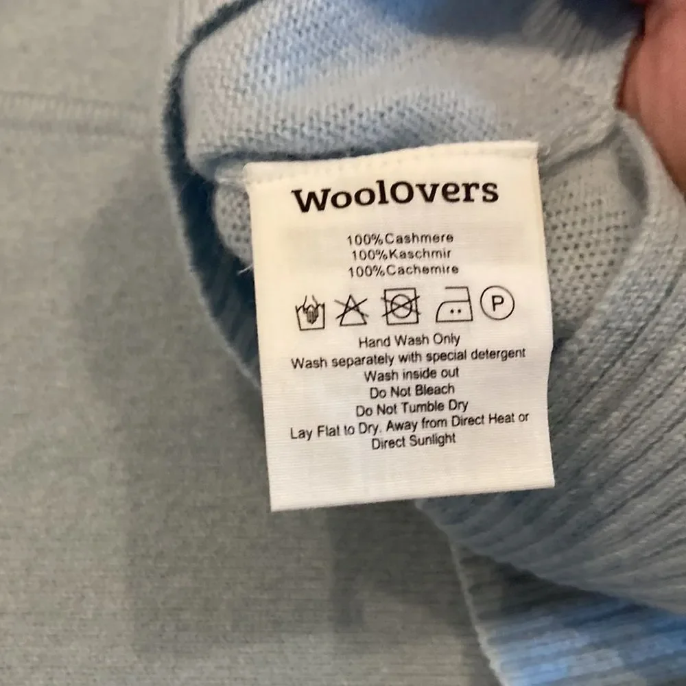 NEW Woolovers Luxurious Cashmere Boat Neck Sweater Soft Crystal Blue Small